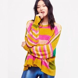 Free People All About You Striped Oversized Sweater